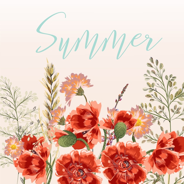 Sommer hintergrund mit blumen