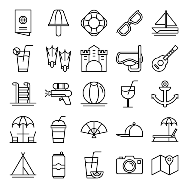 Vektor sommer icons pack