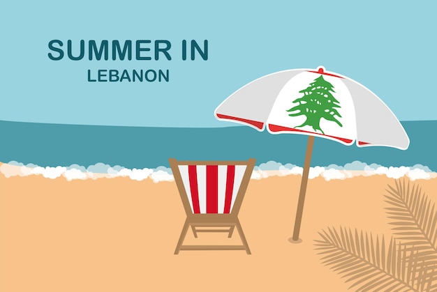 Sommer im libanon strandstuhl und regenschirm urlaub oder urlaub