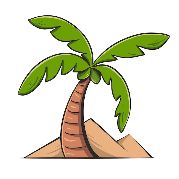 Sommer kokosnussbaum cartoon clipart vintage-stil für aufkleber