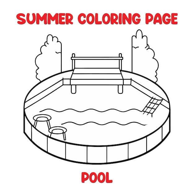 Sommer-Pool-Farbblatt für Kinder