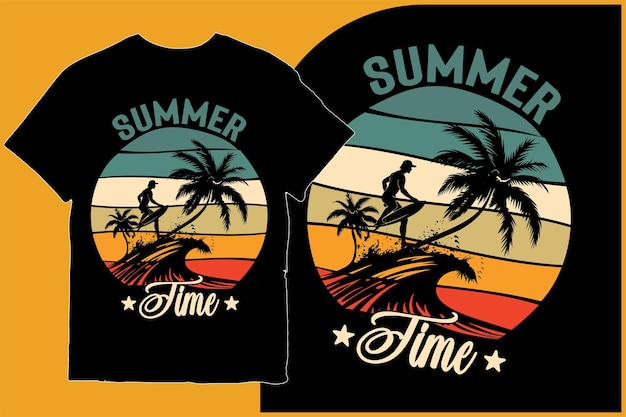 Sommer-Retro-Ventage-T-Shirt-Design Sommer-Surf-T-shirt-Vektor-Design