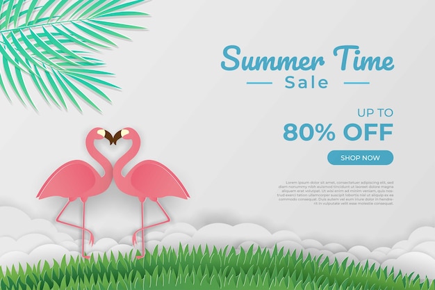 Vektor sommer sale banner im papercut-stil