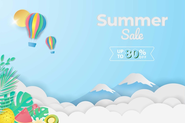 Sommer Sale Banner im Papercut-Stil