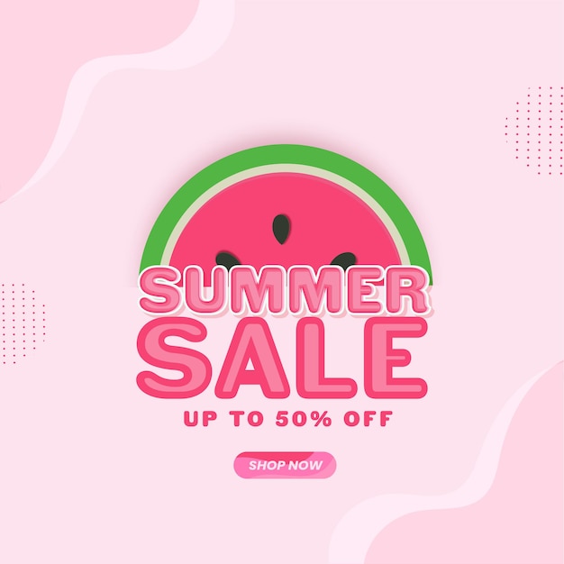 Sommer-sale-poster-design mit 50% rabatt und wassermelonenscheibe