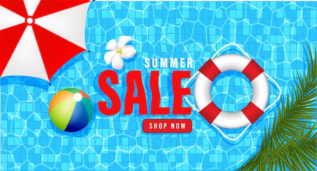 Sommer Sale Promotion Shopping, Sommer Promo, Feiertage am Strand, Web Banner Vorlage Hintergrund 3D-Stil