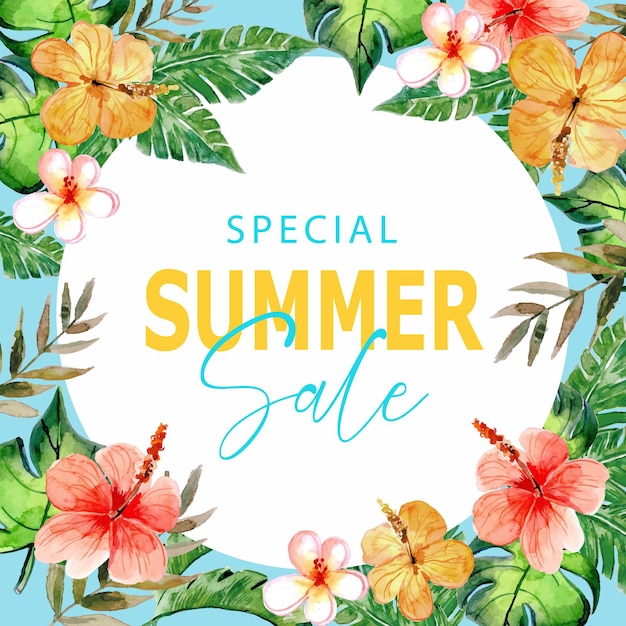 Sommer sale social media aquarell handgemaltes sommerbanner