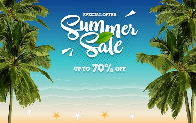 Sommer sale sonderangebot banner mit kokospalme