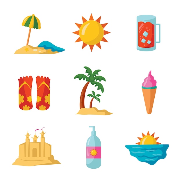 Sommer strand icons