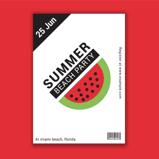 Sommer strand party flyer mit wassermelonen-design