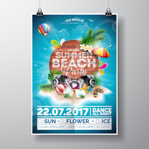 Sommer-strand-partyplakat