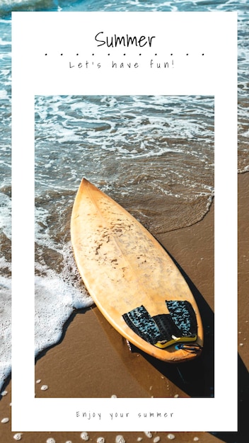 Sommer Surfen Instagram Story Vorlage let39s haben Spaß Zitat Vektor