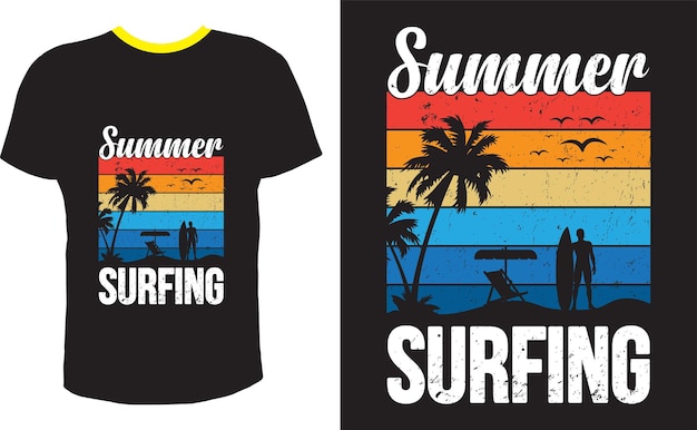 Sommer-Surfen T-Shirt Design Vektor-Illustration