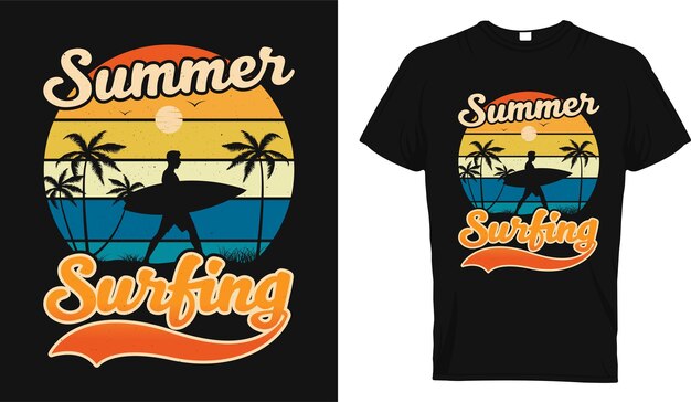 Sommer Surfen Vektor und Illustration T-Shirt-Design