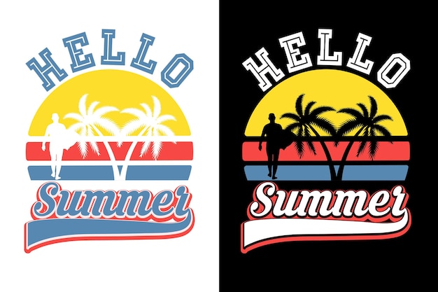 Sommer-T-Shirt-Design, Sommer-Strandurlaub-T-Shirts, Sommer-Surf-T-Shirt-Vektordesign