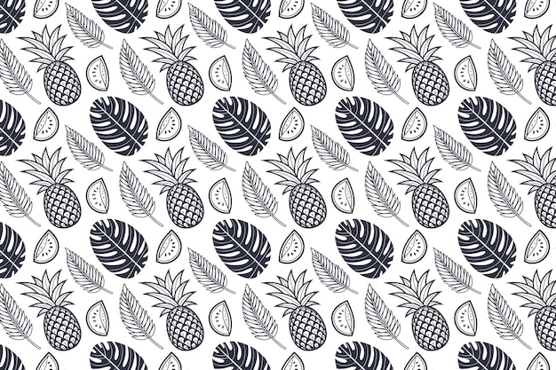 Sommer-Tropical nahtloses Blumenmuster mit Blättern und Blumen für Tapeten- und Textildesign