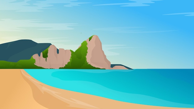 Sommer tropische insel strand landschaft vektor-illustration