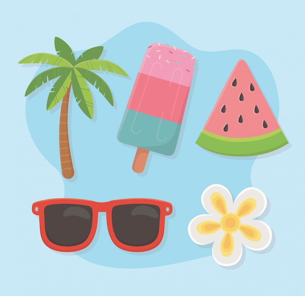 Sommer- und Ferienillustration mit Strandelementdesign