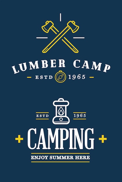Sommercamp Axt und Laternenvektor auf der Tafel Konzept für Hemd- oder Patch-Druckstempel oder T-Shirt Vintage
