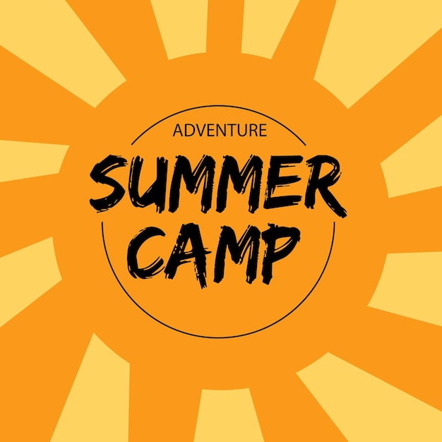 Sommercamp-logo mit sonnenaufgangshintergrund