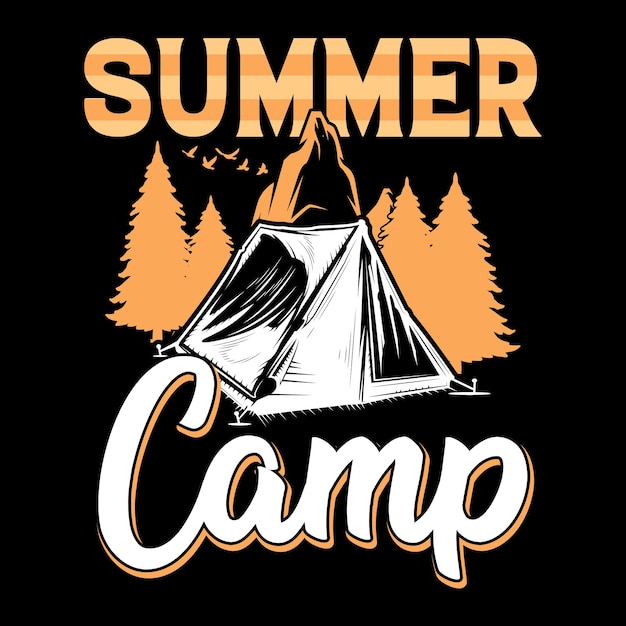 Sommercamp-vintage-t-shirt-design-vektorelementillustration