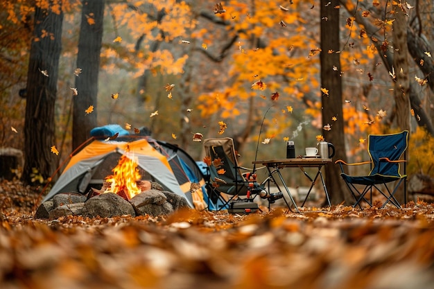 Sommercamping für Touristen Vektor-Illustration von Zelten Camping auf einer Lichtung im Wald Flach