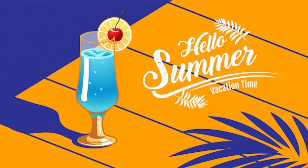 Sommerferien, banner, cocktail