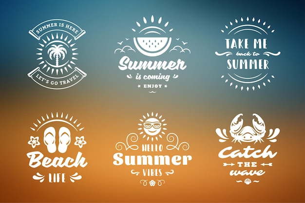 Sommerferien typografie inspirierende zitate oder sprüche design für t-shirts, tassen, grußkarten, foto-overlays, dekordrucke und poster-vektor-illustration. symbole und objekte.