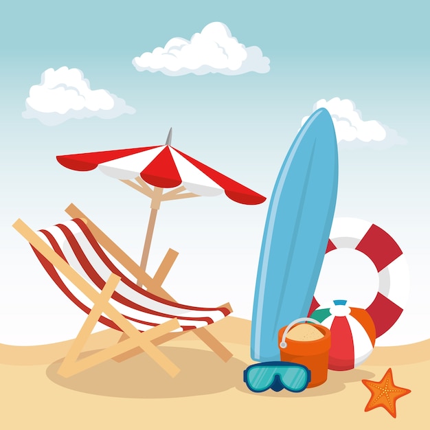 Sommerferien urlaub poster vektor illustration design