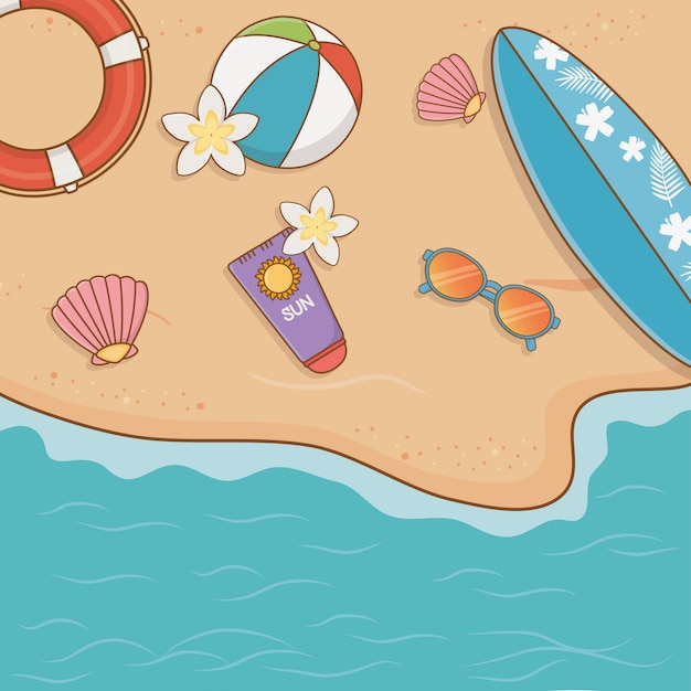 Sommerferieneinzelteile auf der Strand airview Szene