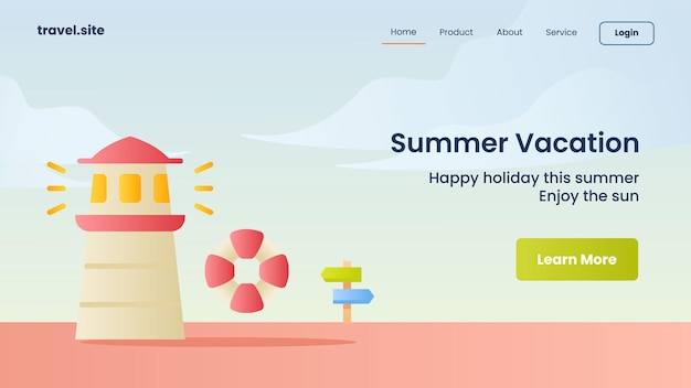 Sommerferienkampagne für web-homepage homepage landingpage banner vorlage
