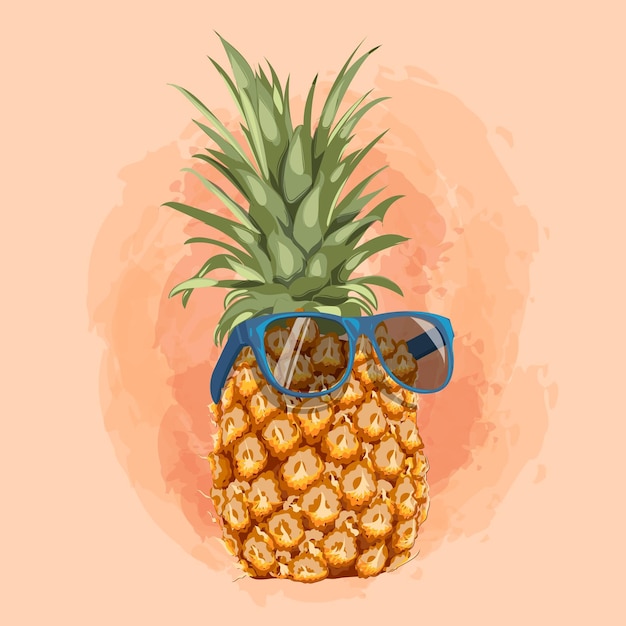 Sommerfrüchte für einen gesunden Lebensstil Ananasfrucht Vektor-Illustration Cartoon