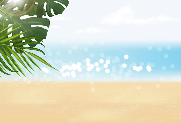 Sommerhintergrund Hallo Sommer schönes Meer und Himmel realistische Meereslandschaft realistischer Wasservektor