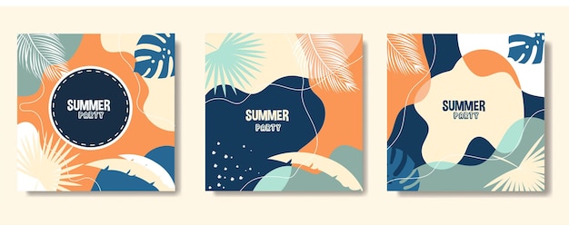 Vektor sommerhintergrund mit tropischen blättern und pflanzen moderner minimalistischer stil