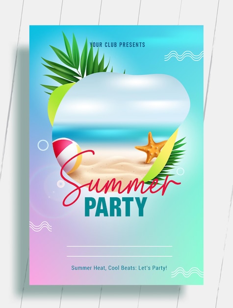 Sommerparty einladung vektor poster vorlage sommer einladungskarte mit strand tropische jahreszeit