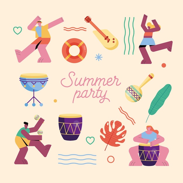 Sommerparty-Wortillustration