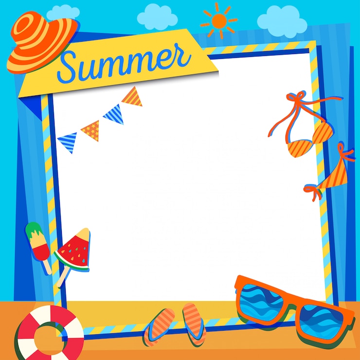Vektor sommerrahmen blau-orange