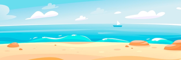 Sommerstrand am Meer Schöne Meereslandschaft Ein Banner für einen Sommerurlaub Der Meereshorizont