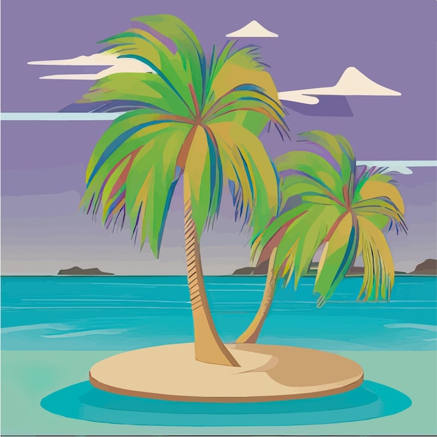 Sommerstrandlandschaftsball und Meer mit Palme Sommervektorillustration
