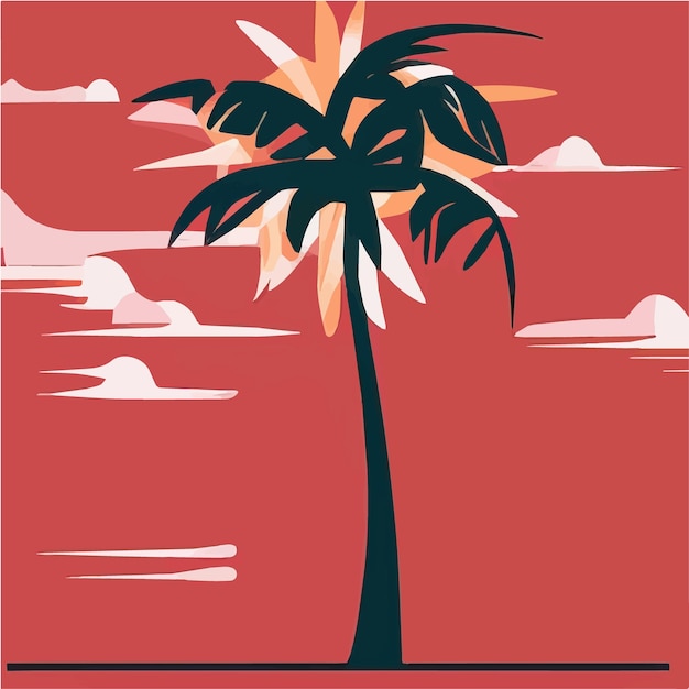 Sommerstrandlandschaftsball und Meer mit Palme Sommervektorillustration