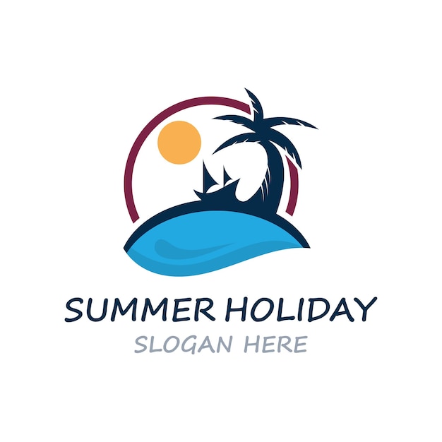 Vektor sommerurlaub strand logo banner vorlage design stil kreative vektor illustration design