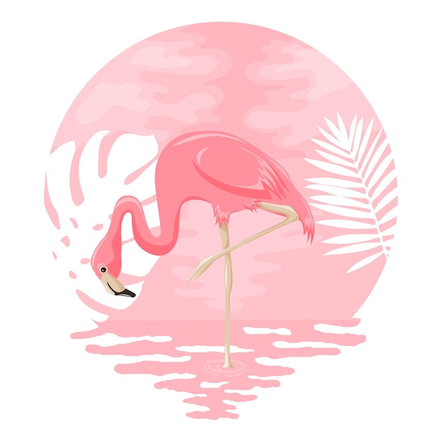 Sommervektorillustration von rosa flamingo-silhouetten