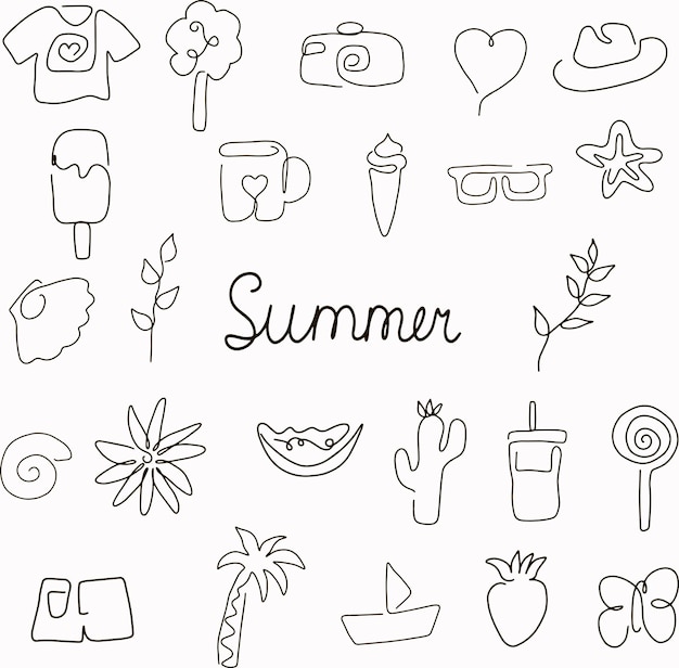 Sommervektorillustrationen im doodle-stil