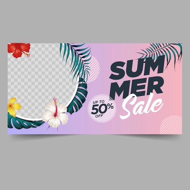 Sommerverkaufsbanner mit blättern