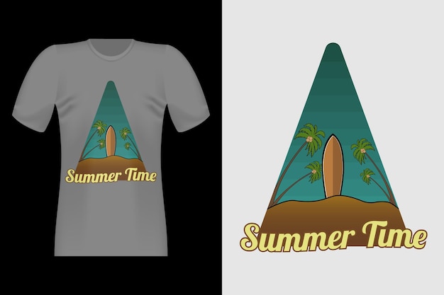 Vektor sommerzeit handgezeichnetes vintage-t-shirt-design