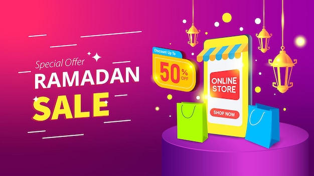 Sonderangebot ramadan-verkauf. ramadan kareem-konzept und 50 rabattverkauf. ramadan-sonderverkauf