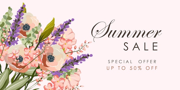 Vektor sonderangebot sommerschlussverkauf blumen banner flyer werbung