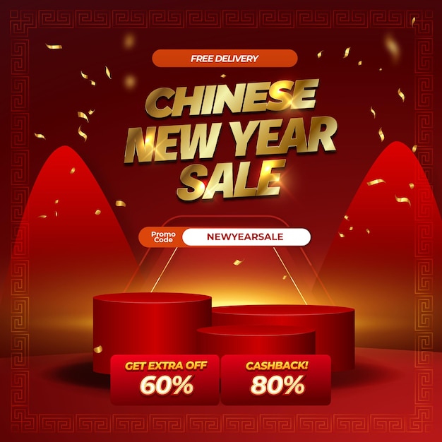 Sondertage-Reduzierungsangebote Bearbeitbare Text-Effekte lebendige rote Gradient-Banner für das chinesische Neujahr