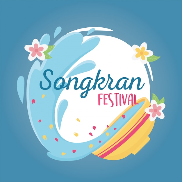 Songkran Festival traditionelle thailändische Schüssel mit Wasserblumen