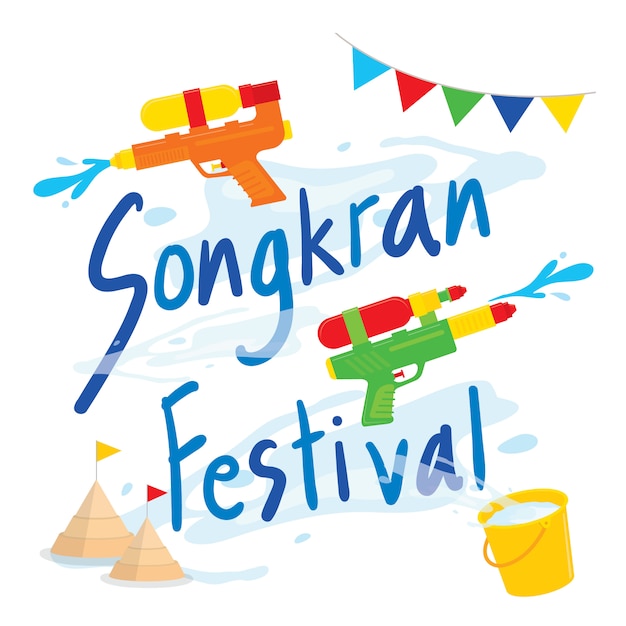 Songkran Festival Water Splash von Thailand, thailändischer Hintergrund-Vektor des traditionellen Designs